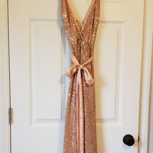 Long blush pink sequin dress